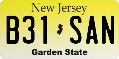 NJ license plate B31SAN