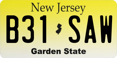 NJ license plate B31SAW