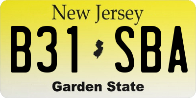 NJ license plate B31SBA