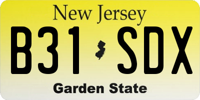 NJ license plate B31SDX