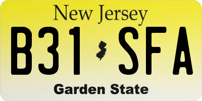 NJ license plate B31SFA