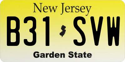 NJ license plate B31SVW
