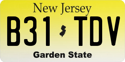 NJ license plate B31TDV