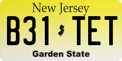 NJ license plate B31TET