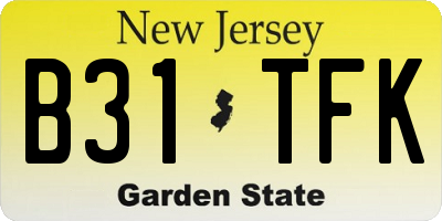 NJ license plate B31TFK
