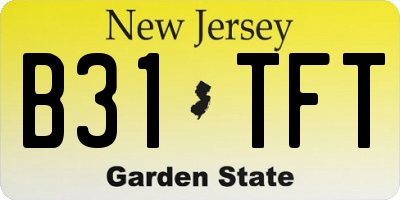 NJ license plate B31TFT