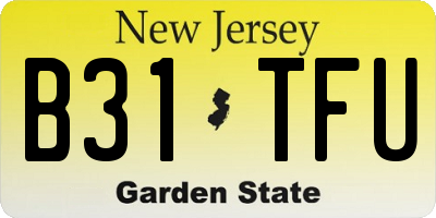 NJ license plate B31TFU
