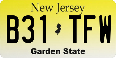 NJ license plate B31TFW