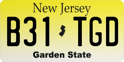 NJ license plate B31TGD