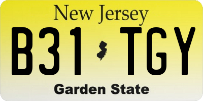 NJ license plate B31TGY