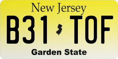 NJ license plate B31TOF