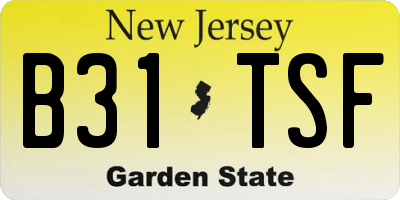 NJ license plate B31TSF