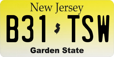 NJ license plate B31TSW