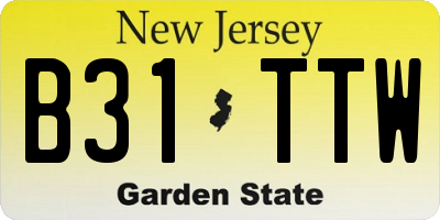 NJ license plate B31TTW