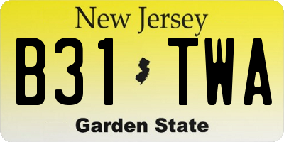 NJ license plate B31TWA