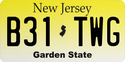 NJ license plate B31TWG
