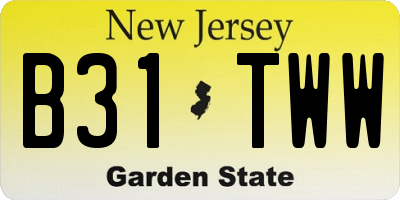 NJ license plate B31TWW