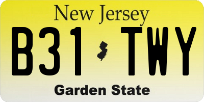 NJ license plate B31TWY
