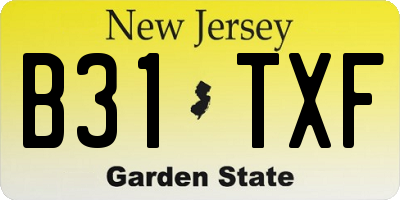 NJ license plate B31TXF
