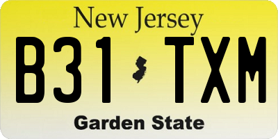 NJ license plate B31TXM