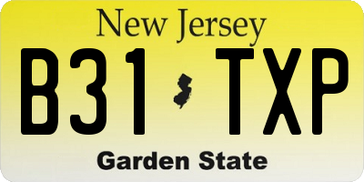 NJ license plate B31TXP