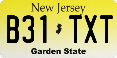 NJ license plate B31TXT