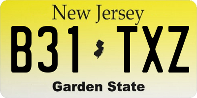 NJ license plate B31TXZ