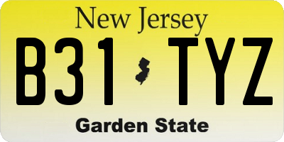 NJ license plate B31TYZ