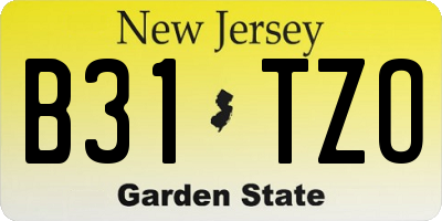 NJ license plate B31TZO