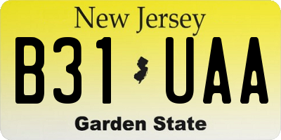 NJ license plate B31UAA