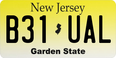 NJ license plate B31UAL