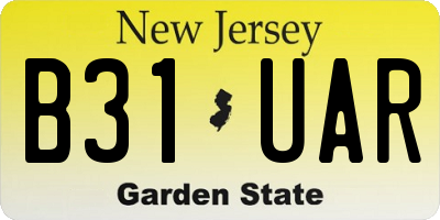 NJ license plate B31UAR