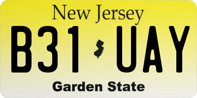 NJ license plate B31UAY