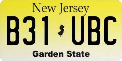 NJ license plate B31UBC