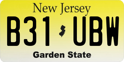 NJ license plate B31UBW