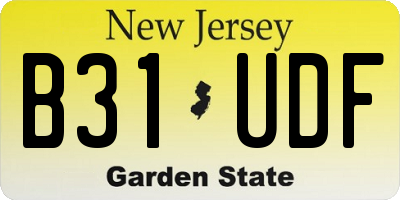 NJ license plate B31UDF