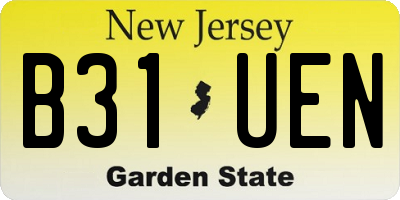 NJ license plate B31UEN
