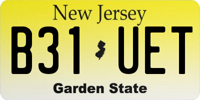 NJ license plate B31UET
