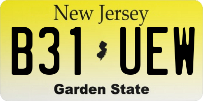 NJ license plate B31UEW
