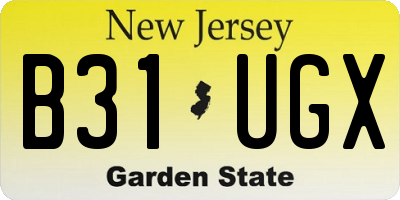 NJ license plate B31UGX