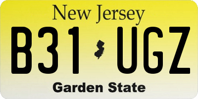 NJ license plate B31UGZ