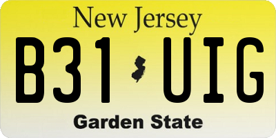 NJ license plate B31UIG