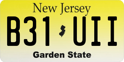NJ license plate B31UII
