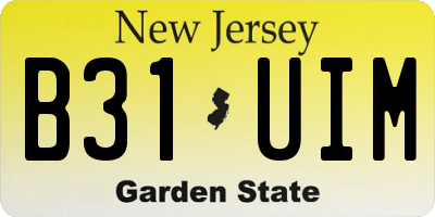 NJ license plate B31UIM