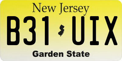 NJ license plate B31UIX