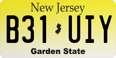 NJ license plate B31UIY