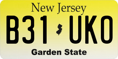 NJ license plate B31UKO