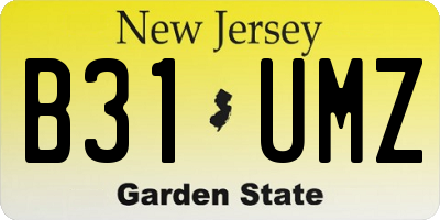 NJ license plate B31UMZ