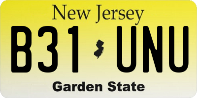 NJ license plate B31UNU