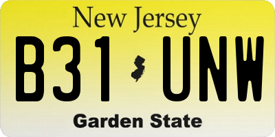 NJ license plate B31UNW
